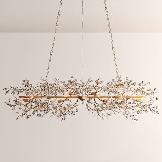 Crystal Flowers Fiore Linear Chandelier 51" 68" - thebelacan