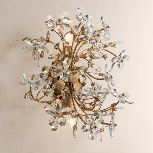 Fiore Crystal Flowers Wall Sconce 2-Light - thebelacan