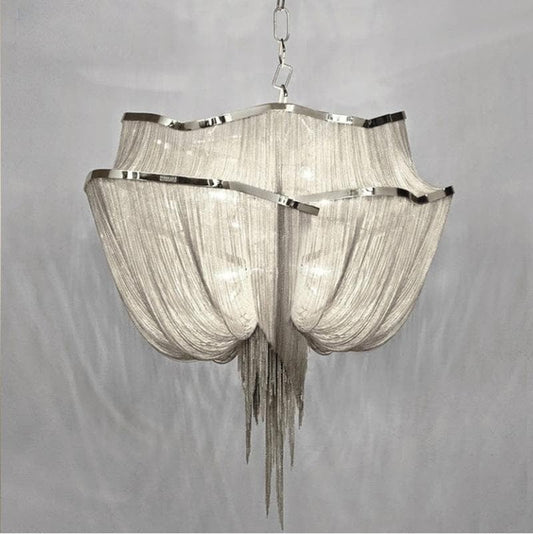 Alisa Luxury Double-Layer Aluminum Chain Tassel Chandelier - thebelacan