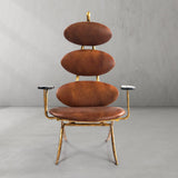 Thaddeus High Back Brown Leather Lounge Accent Chair - thebelacan