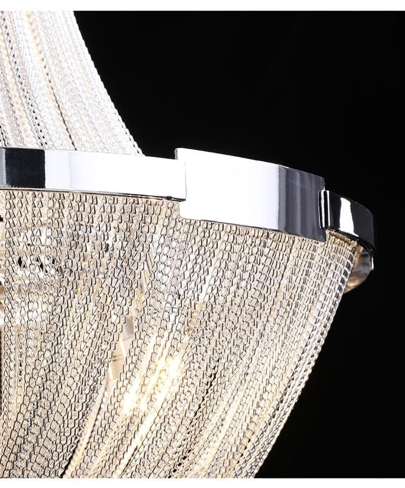 Alisa Luxury Plated Aluminum Chain Tassel Chandelier Diameter 24" 31" - thebelacan