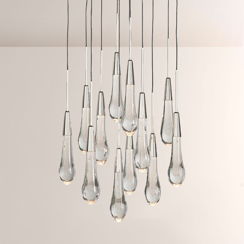 Raindrop Glass Round Solitaire Chandelier - thebelacan