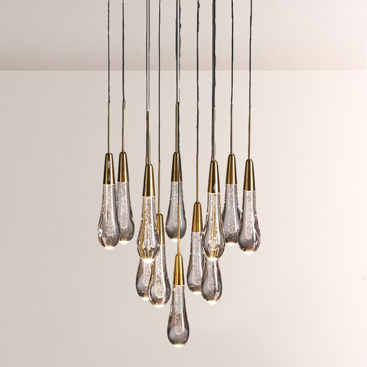 Raindrop Glass Round Solitaire Chandelier - thebelacan
