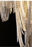 Alisa Luxury Hardware Aluminum Chain Tassel Long Branch Chandelier W35" - thebelacan