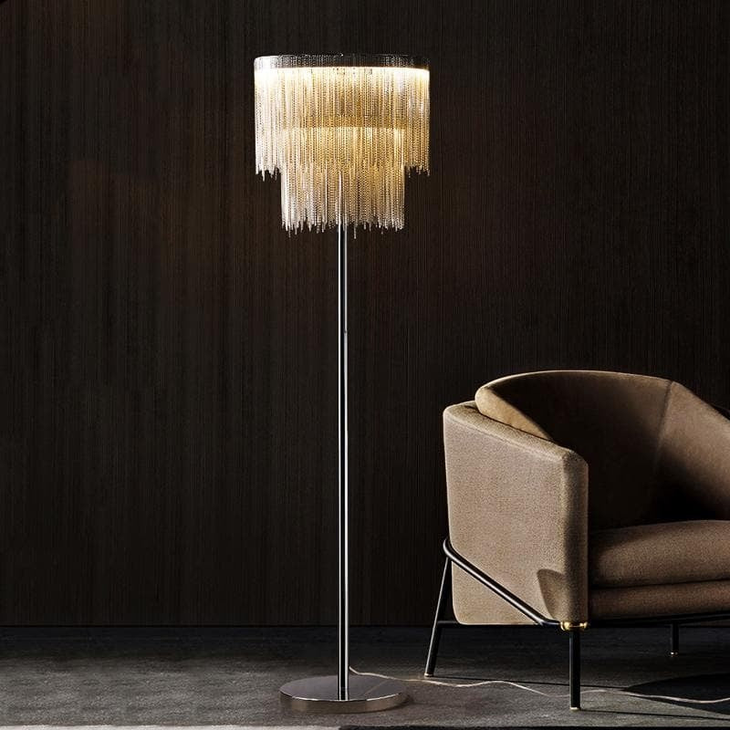 Alisa Luxury Hardware Aluminum Chain Tassel Floor Lamp(SINGLE-LAYER/DOUBLE-DECK) - thebelacan