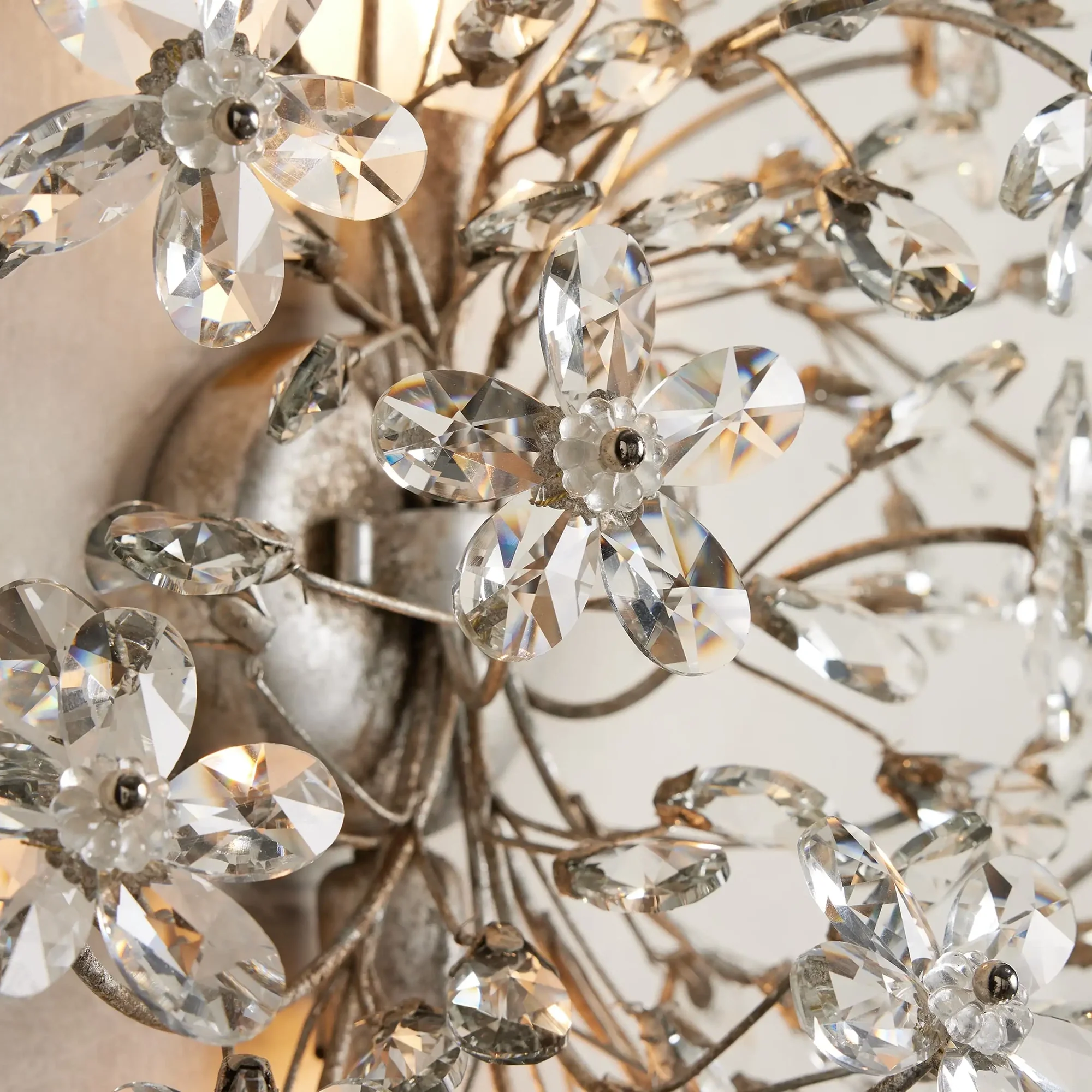 Fiore Crystal Flowers Wall Sconce 2-Light - thebelacan