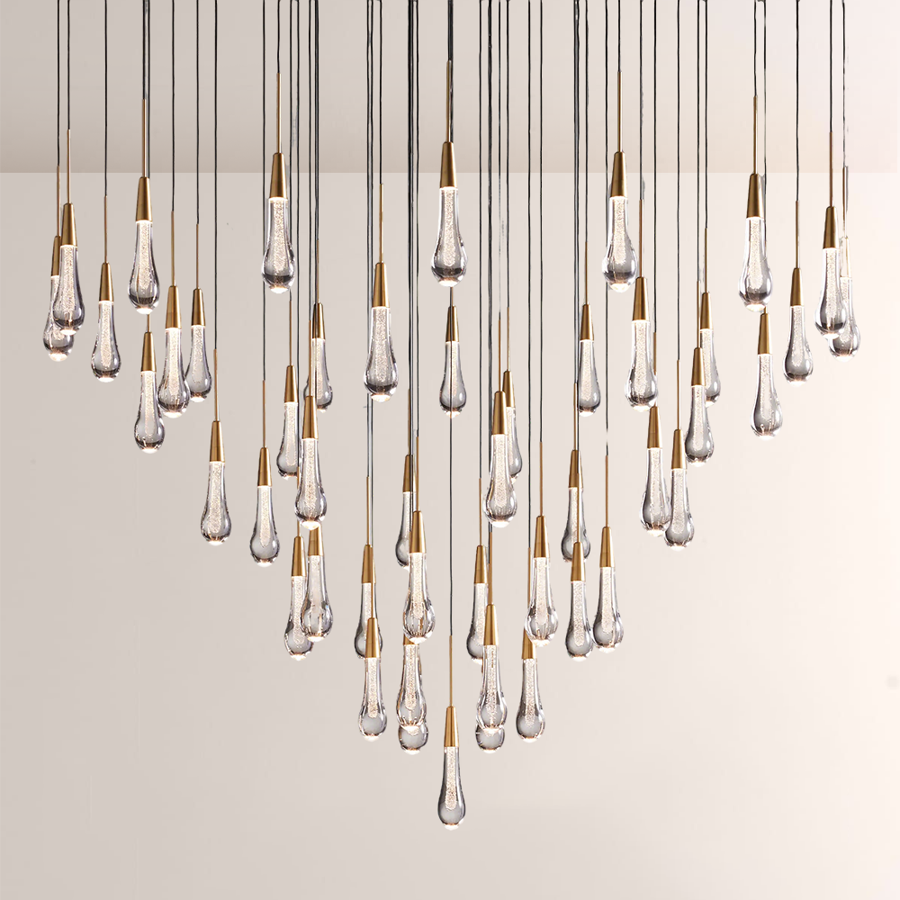 Raindrop Glass Round Solitaire Chandelier - thebelacan