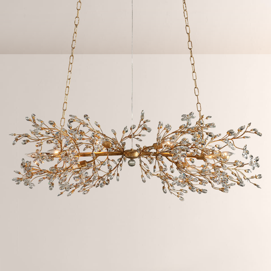 Crystal Flowers Fiore Linear Chandelier 51" 68" - thebelacan