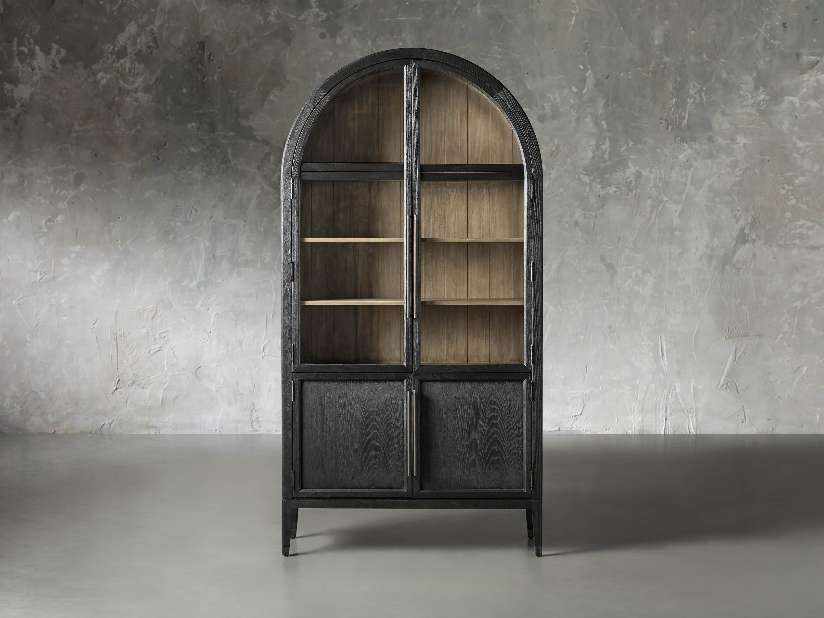 Heidi Glass-Door Oak Cabinet | Modern Farmhouse Design - thebelacan