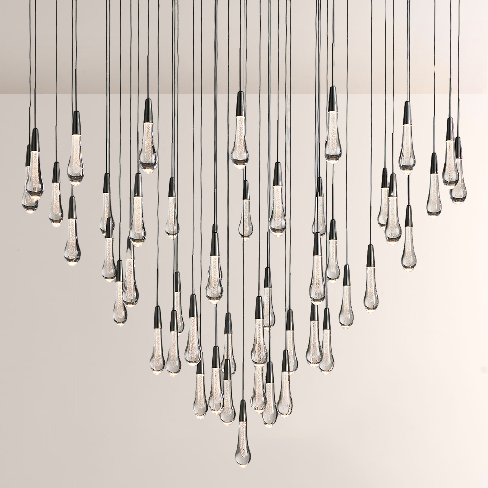 Raindrop Glass Round Solitaire Chandelier - thebelacan