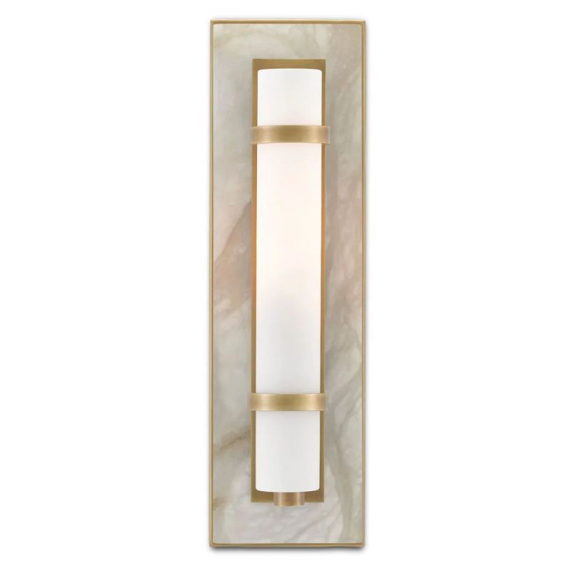 Alabaster Bruneau Brass Wall Sconce - thebelacan