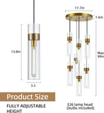 Glass Tube Brass Pendant Lights 1 Light/7 Lights - thebelacan