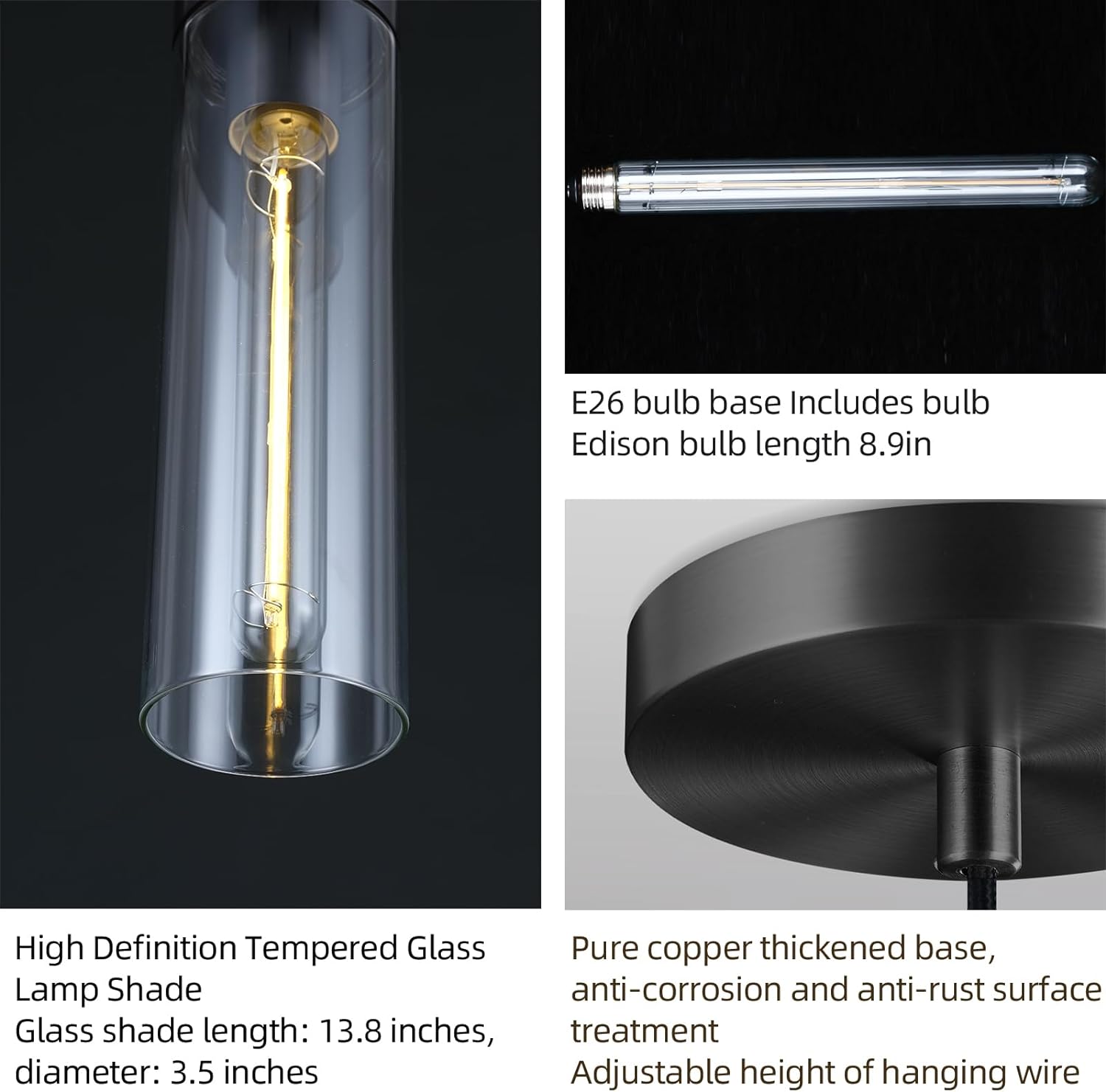Glass Tube Brass Pendant Lights 1 Light/7 Lights - thebelacan