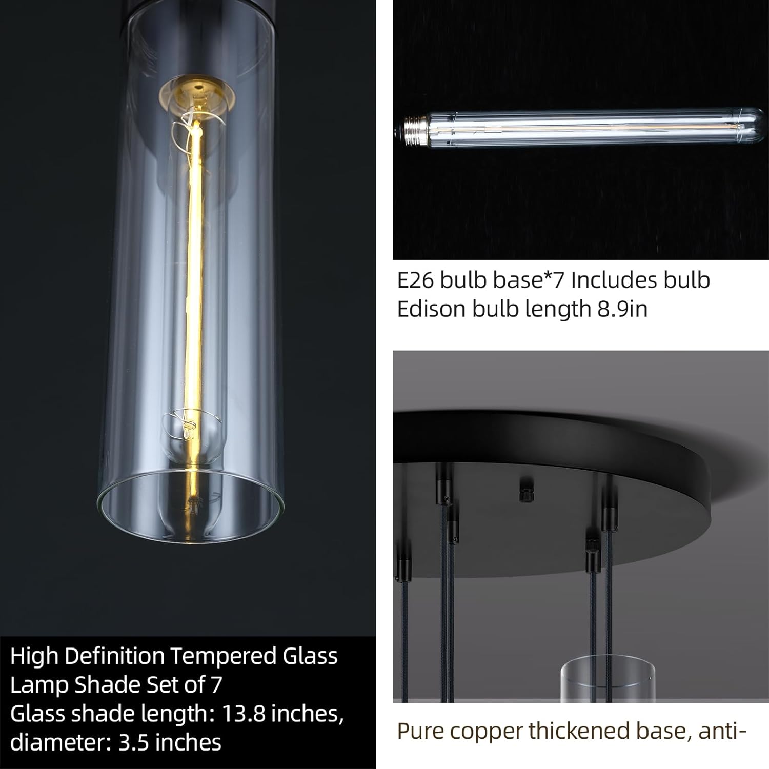 Glass Tube Brass Pendant Lights 1 Light/7 Lights - thebelacan