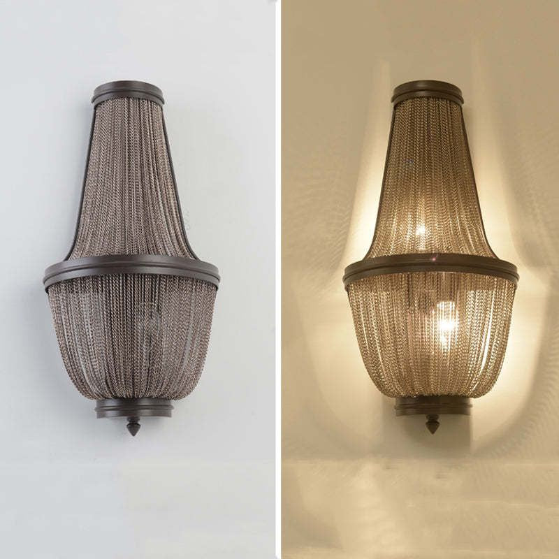 Aluminum Chain Wall Sconce In Living Room - thebelacan