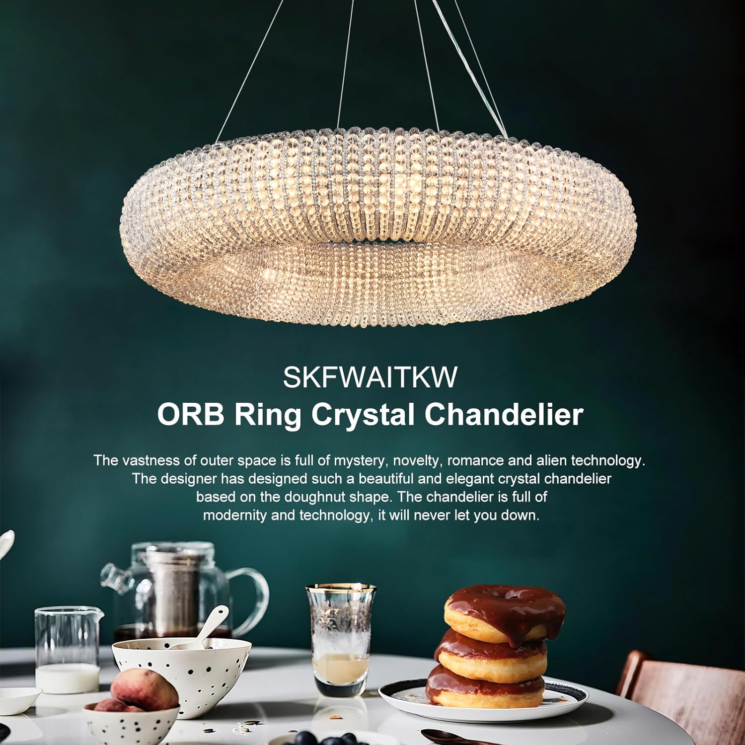 Modern K9 Grey/Clear Crystal Beads Round Chandelier 31.5" - thebelacan