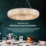 Modern K9 Grey/Clear Crystal Beads Round Chandelier 31.5" - thebelacan
