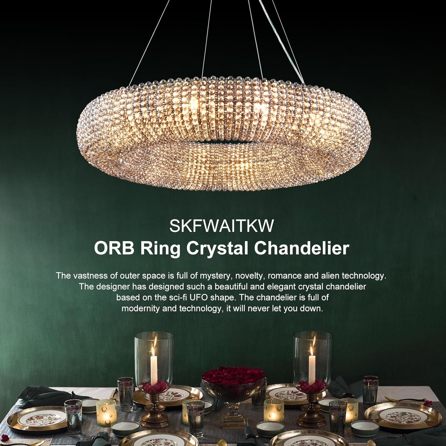 Modern K9 Grey/Clear Crystal Beads Round Chandelier 31.5" - thebelacan