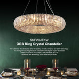 Modern K9 Grey/Clear Crystal Beads Round Chandelier 31.5" - thebelacan
