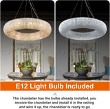 Modern K9 Grey/Clear Crystal Beads Round Chandelier 31.5" - thebelacan