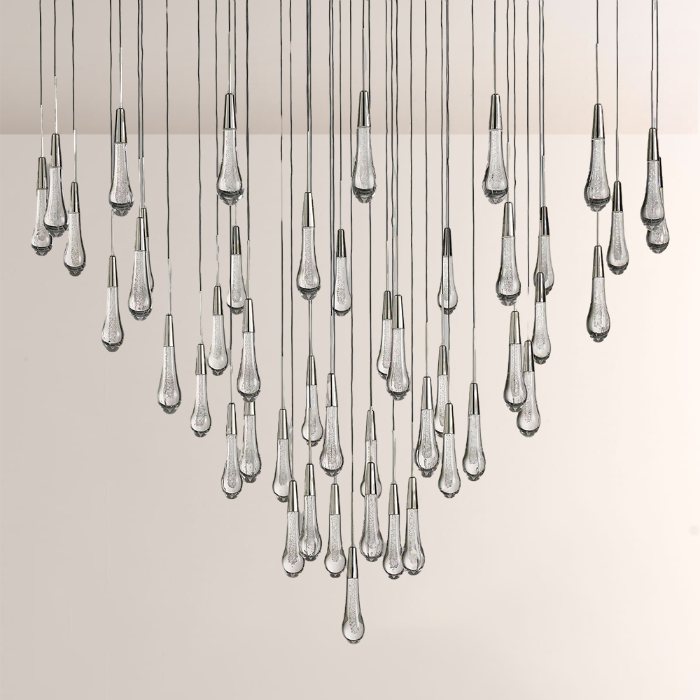 Raindrop Glass Round Solitaire Chandelier - thebelacan