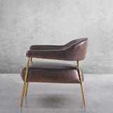 Thaddeus Brown Leather Lounge Armchair - thebelacan