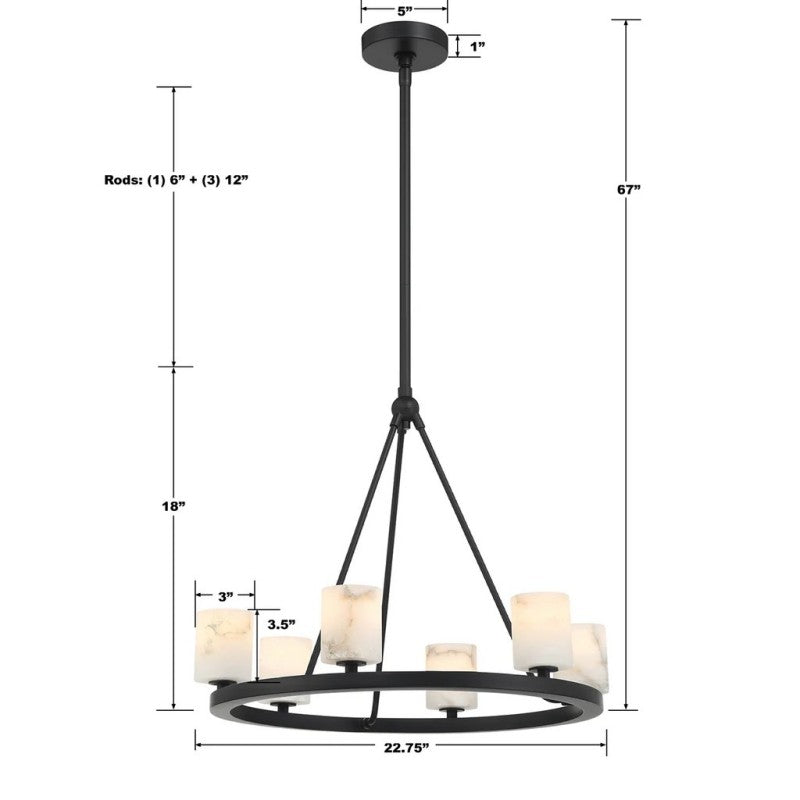 Aragon 6 Light Chandelier Alabaster - thebelacan