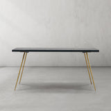 Thaddeus Vintage Style Metal Frame Dining Table 64" - thebelacan