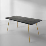 Thaddeus Vintage Style Metal Frame Dining Table 64" - thebelacan