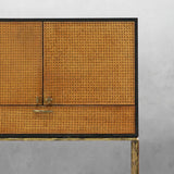 Thaddeus Metal Frame Rattan Side Cabinet - thebelacan
