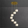 Alabaster Cube Foyer Staircase Long Chandelier