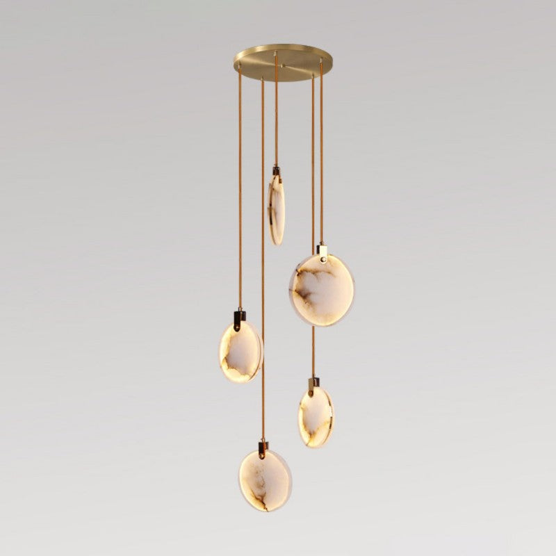 Alabaster Long Foyer Staircase Pendant Light 59'' 79'' 98'' 138''H - thebelacan