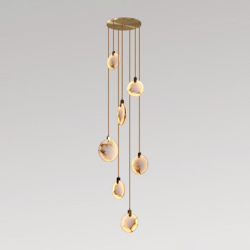 Alabaster Long Foyer Staircase Pendant Light 59'' 79'' 98'' 138''H - thebelacan