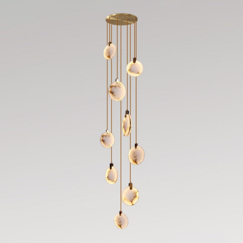 Alabaster Long Foyer Staircase Pendant Light 59'' 79'' 98'' 138''H - thebelacan