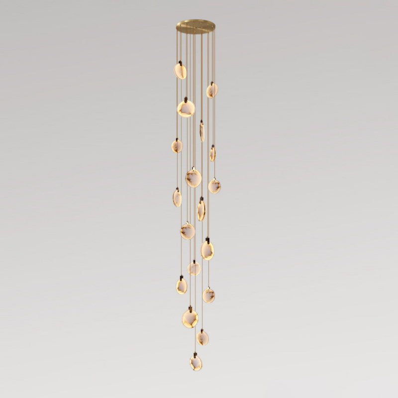 Alabaster Long Foyer Staircase Pendant Light 59'' 79'' 98'' 138''H - thebelacan