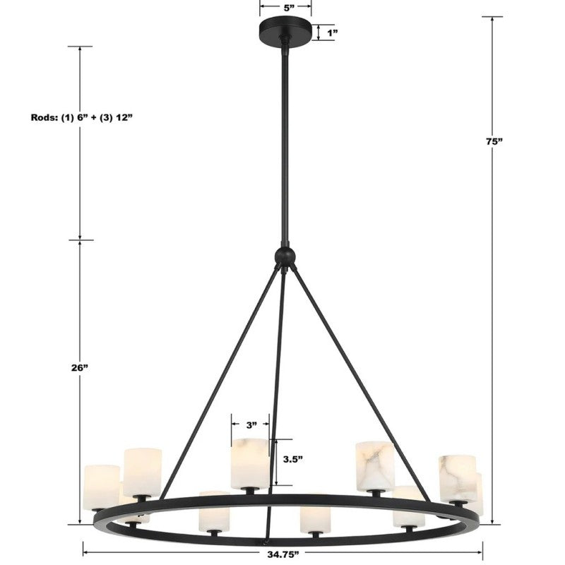 Aragon 12 Light Chandelier Alabaster - thebelacan