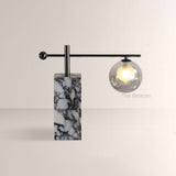AuraVessel Marble-Base Balance Arm Globe Table Lamp - thebelacan