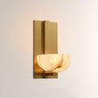 Briar Alabaster Bowl Wall Sconce with Brass Backplate