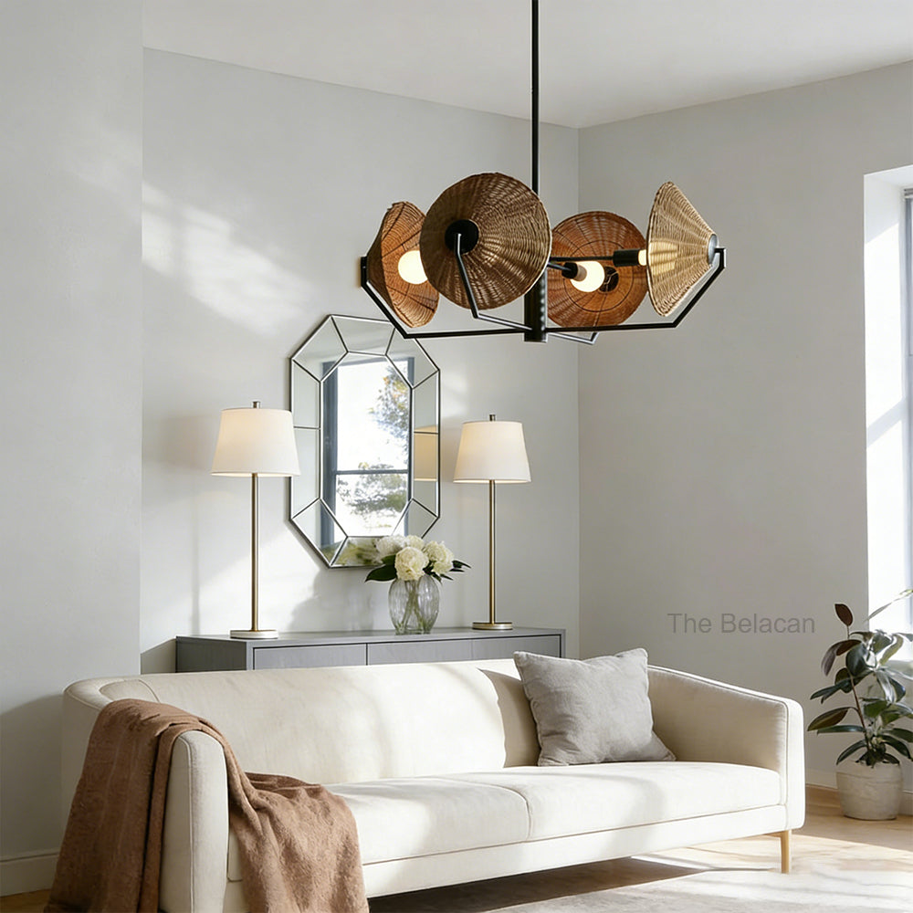 Camilla Round Rattan Chandelier - thebelacan
