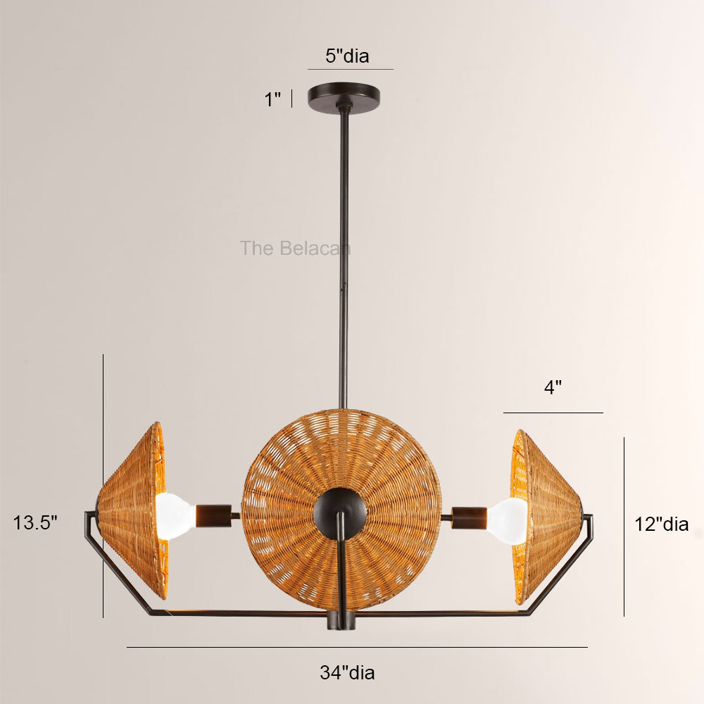 Camilla Round Rattan Chandelier - thebelacan