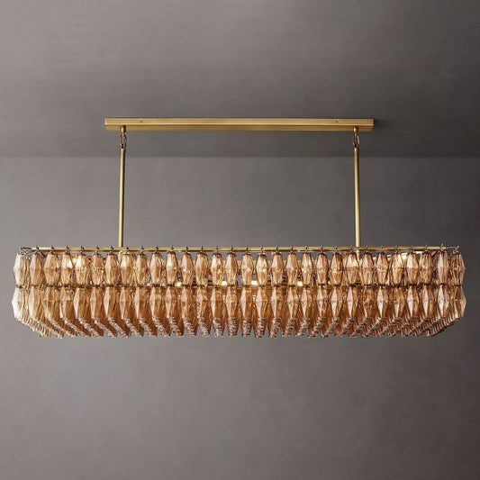 Chara Smoke Glass Rectangular Chandelier 74" - thebelacan