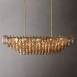 Chara Smoke Glass Tiered Rectangular Chandelier 54" - thebelacan