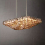 Chara Smoke Glass Tiered Rectangular Chandelier 54" - thebelacan