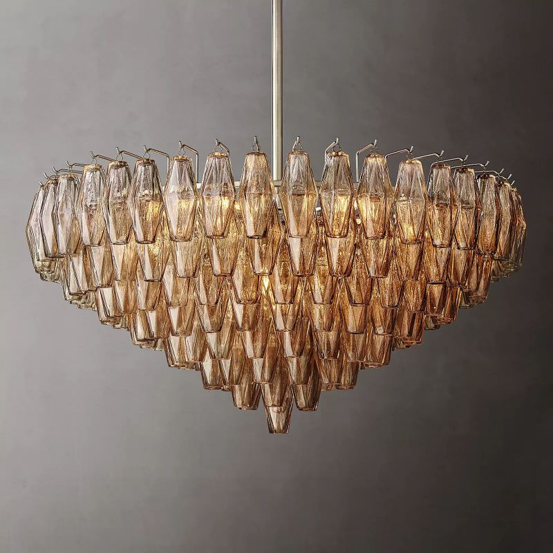 Chara Smoke Glass Tiered Round Chandelier 37" - thebelacan