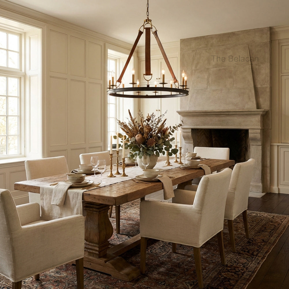 Cherton Round Leather Chandelier - thebelacan