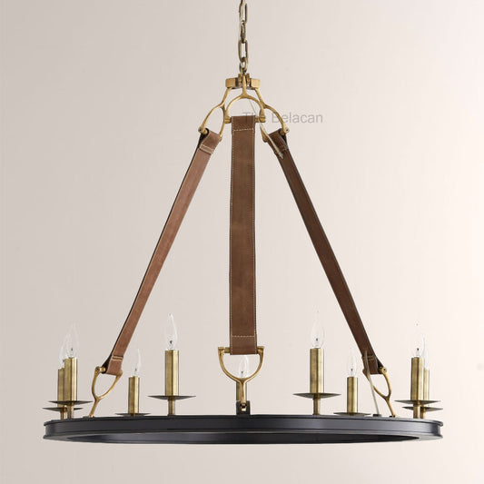 Cherton Round Leather Chandelier - thebelacan