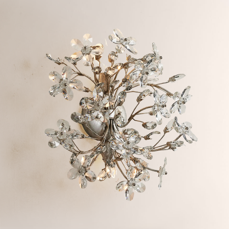 Fiore Crystal Flowers Wall Sconce 2-Light - thebelacan
