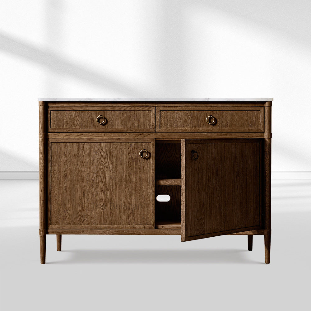 Fraboutiq Marble Double-Door Sideboard with Drawers - thebelacan