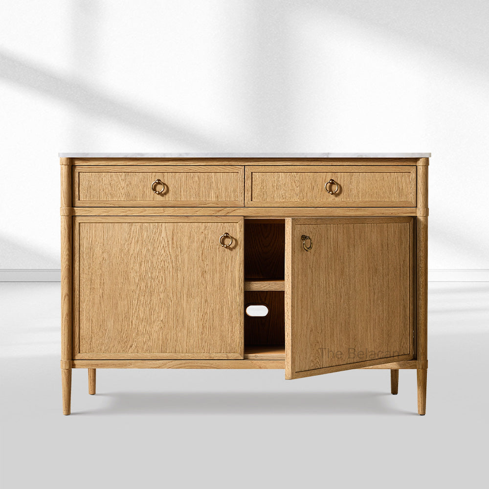 Fraboutiq Marble Double-Door Sideboard with Drawers - thebelacan
