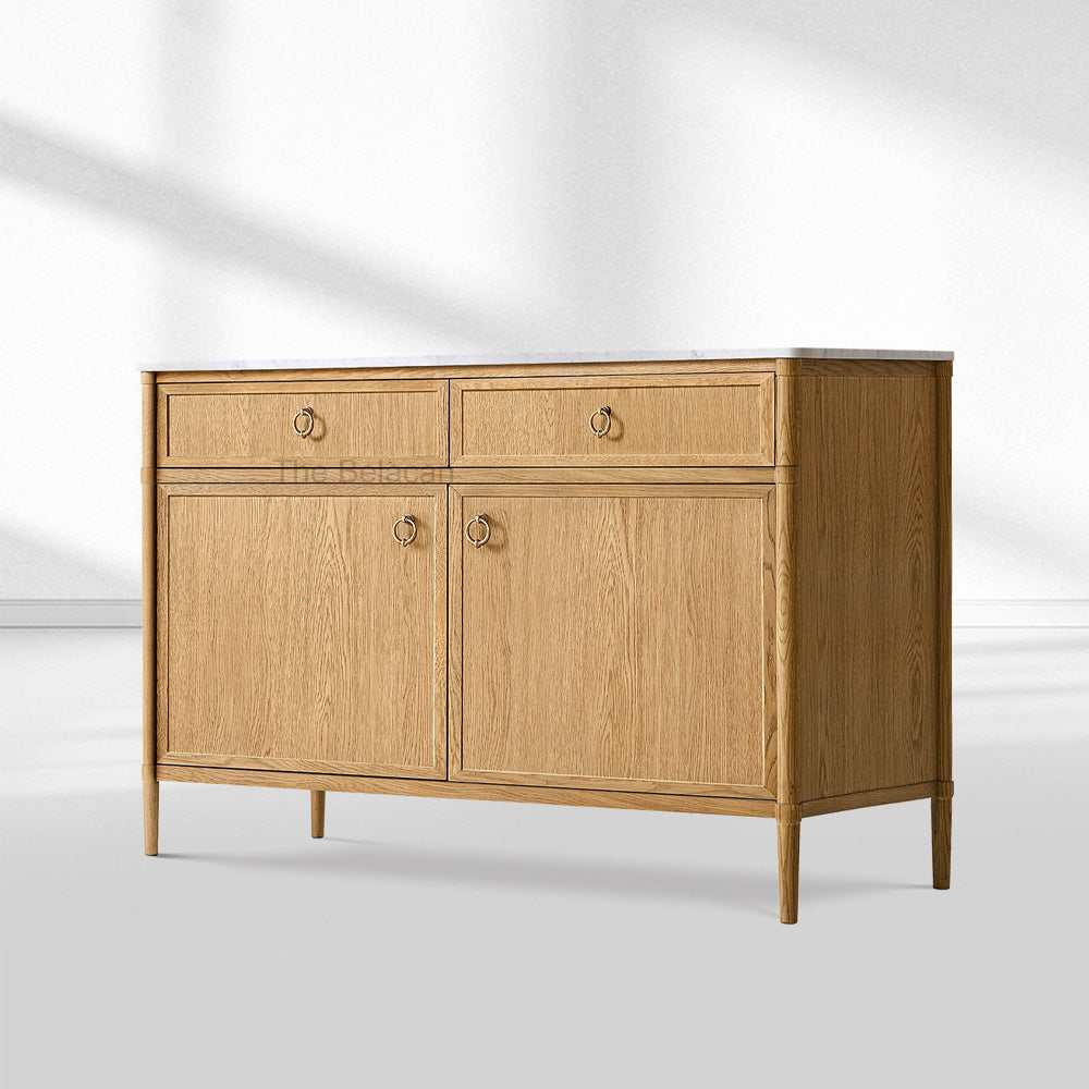 Fraboutiq Marble Double-Door Sideboard with Drawers - thebelacan
